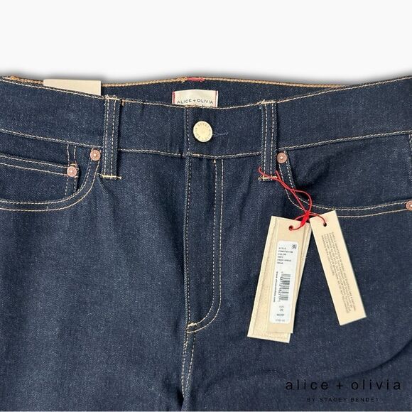 Alice + Olivia **NWT** SB High Rise Bell Flare Leg Jean in Dark Rinse Blue Denim - Picture 16 of 16